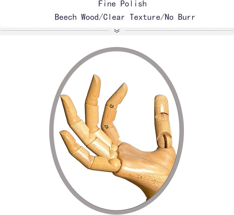 yangjietf Mannequin,Mannequin Hand,Hand Model,Hand Mannequin for Nails,Drawing Mannequin,Wooden Hand,Wooden Mannequin,Wood Hand,Hand Model for Drawing,Female Hand of Right. - Image 5